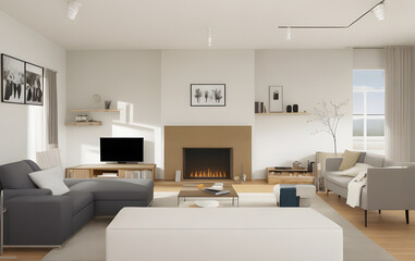 Fototapeta na wymiar Luxury house interior. ELegant living room