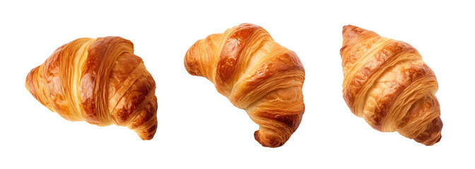 A Variety of Croissants Isolated on a Transparent Background