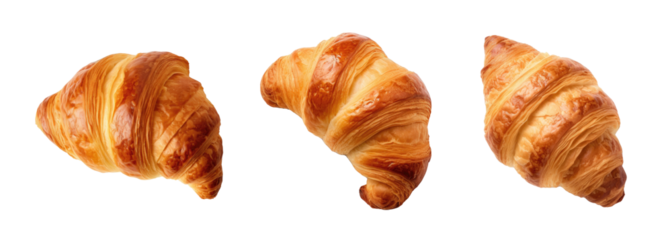 A Variety of Croissants Isolated on a Transparent Background