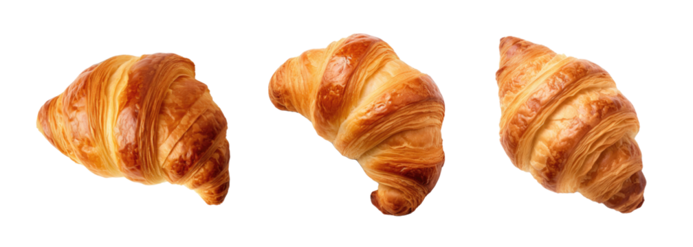 A Variety of Croissants Isolated on a Transparent Background