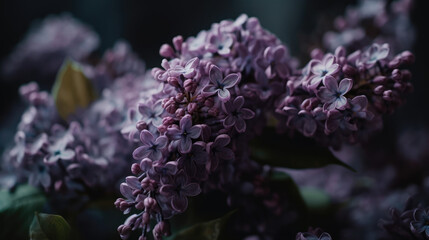 Macro image of spring lilac violet flowers, abstract soft floral background.