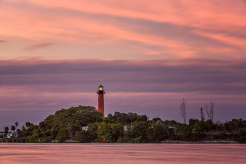 Sunset over the Jupiter lighthouse, Florida. © Frances
