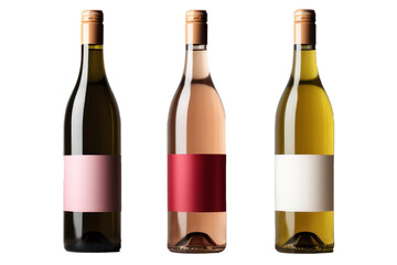 Various wine bottles with blank labels, isolated