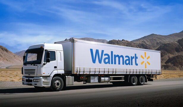 Walmart delivery truck on highway