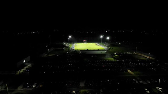 Friday Night High School Football - Aerial from a Drone