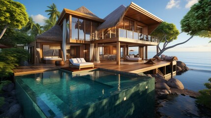 Deluxe villa in Maldives bright light asia