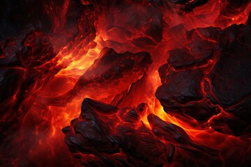 Red texture of molten lava. Vector background.