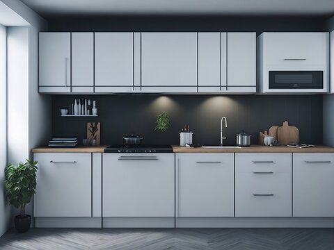 white kitchen mockup design.