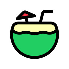 Fototapeta premium Editable coconut drink vector icon. Part of a big icon set family. Perfect for web and app interfaces, presentations, infographics, etc