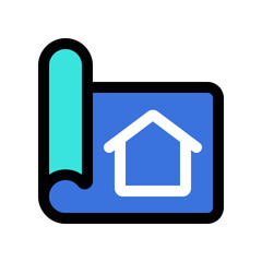 Editable house blueprint vector icon. Property, real estate, construction, mortgage, interiors. Part of a big icon set family. Perfect for web and app interfaces, presentations, infographics, etc