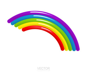 Vector render colorful rainbow arch. Realistic 3d design cartoon style for holiday, application. Illustration