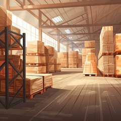 Warehouse and logistic center illustration