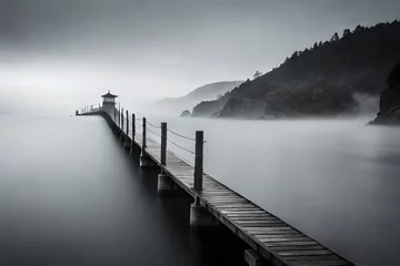 Tuinposter pier in fog © rabia