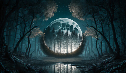 Moonlit Peaceful Forest