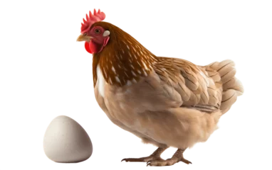 Zelfklevend Fotobehang Chicken with Egg on Transparent Background © Flowstudio