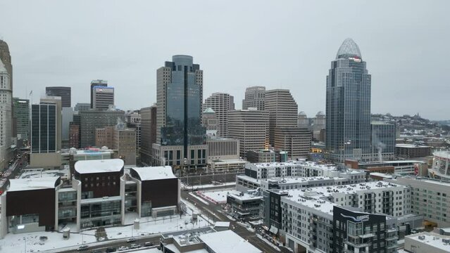 Cincinnati downtown ohio during winter with snow cover