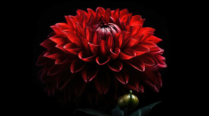 red dahlia. Flower on the black isolated background with clipping path. For design. Closeup. Nature.