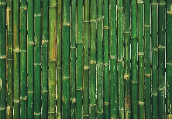 Gordijnen Empty green bamboo natural wall panel, abstract  wood background and texture. patterns, quoit, old, ancient, rotted, obsolete weathered cracked, space for work, vintage wallpaper, close up © surasak