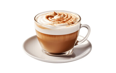 Coffee with cream on white transparent background