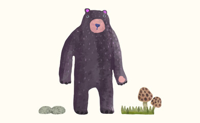 bear, Animal wildlife watercolor vector illustration.