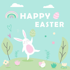 Happy Easter card with rabbit