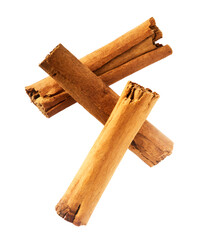 Fresh dried raw Cinnamon stick falling in the air