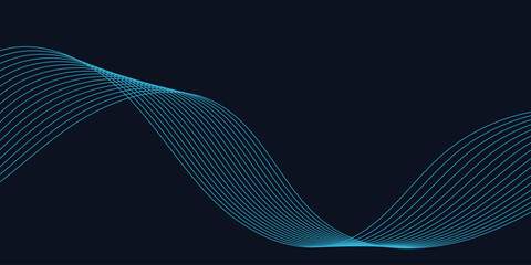 Abstract vector background with blue wavy lines. Blue wave background. Blue lines vector illustration. Curved wave. Abstract wave element for design.