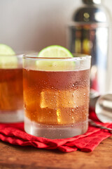Cuba Libre or long island iced tea cocktail with strong drinks