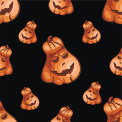Black pattern with colorful orange pumpkin for halloween