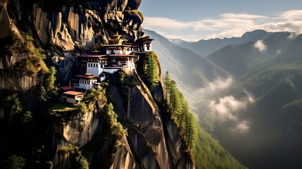 Die spirituelle Seele Bhutans: Buddhismus und Achtsamkeit - obrazy, fototapety, plakaty