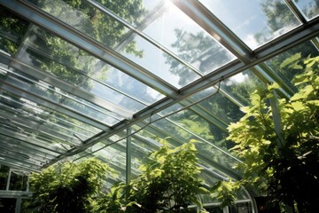 polycarbonate roof wtih sunlight, transparent canopy - obrazy, fototapety, plakaty