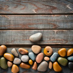 Fototapeta na wymiar stones on wooden background