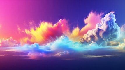 Abstract fantasy sky with neon clouds in a variety of colors. Generative Ai. - obrazy, fototapety, plakaty