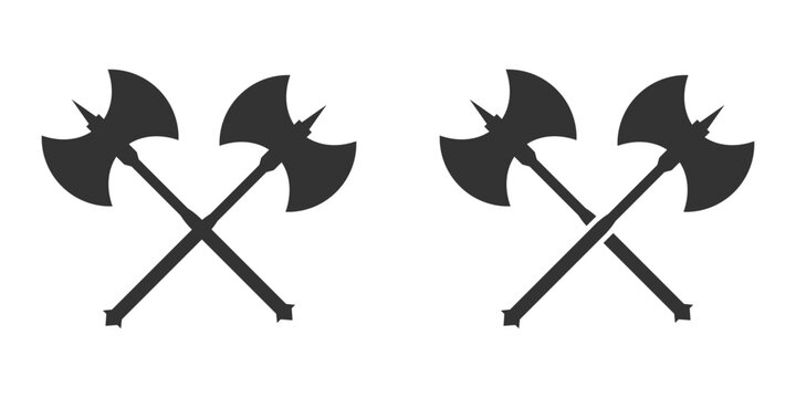 Crossed battleaxe icon. Vector illustration.