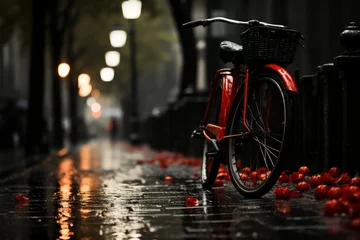 Foto op Canvas elegant image of a bicycle in black and white with red tones © jechm
