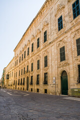 Fototapeta na wymiar Auberge de Castille now the residence of the Prime Minister in the center of Valletta, Malta