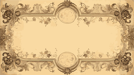 An old paper with opulent ornament borders , Illustration, Watercolor Vector