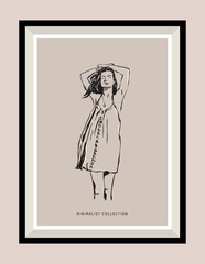 Woman portrait vector illustration. Art for for postcards, wall art, banner, background, branding.