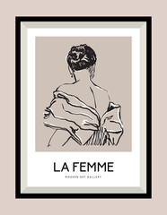 Woman portrait vector illustration. Art for for postcards, wall art, banner, background, branding.