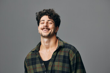 Obraz premium Shirt man person portrait hipster fashion trendy smile copyspace handsome face