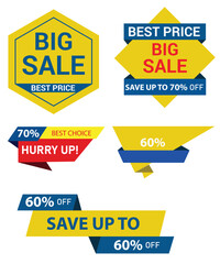 Retail sale tags. Cheap price flyer, best offer price and big sale pricing tag badge design. Limited sales offer label or store discount banner card isolated vector icons collection
