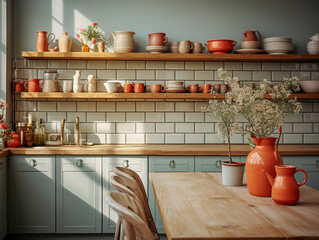 wnętrze kuchni w stylu skandynawskim - obrazy, fototapety, plakaty
