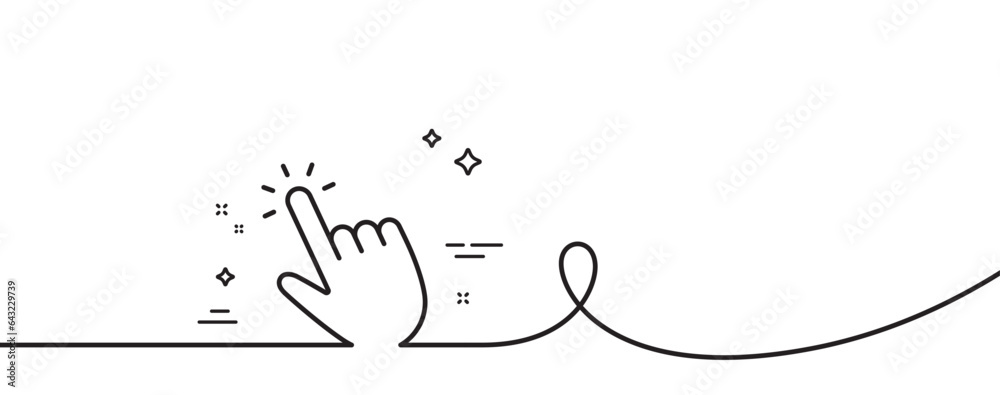 Poster hand cursor line icon. continuous one line with curl. click action sign. finger pointer symbol. curs