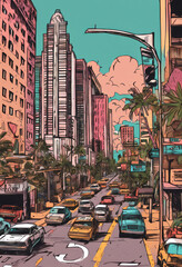 Street of California Anime Style City Art