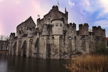 Fototapeta na wymiar Medieval Majesty: Ghent's Iconic Castle