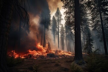a forest fire burning through the trees in yellowstone national park on friday, july 6, 2019 photo by daniel shu / the associated
