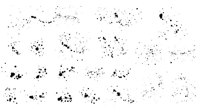 black elements of paint ink splatter, set. Vector illustration