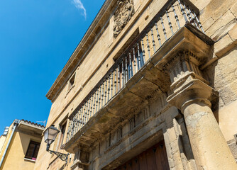 Captivating entrance to the Casa Palacio de Samaniego in Laguardia, Vitoria, a timeless gem