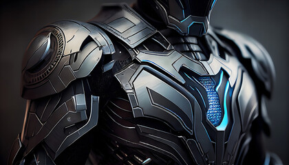 futuristic and modern carbon fiber armor, black, gray, White and blue - obrazy, fototapety, plakaty
