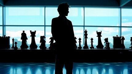 A chess player is thinking about a difficult game of chess.